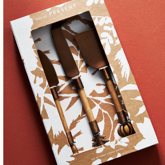 NWT Anthropologie Autumn Harvest Cheese Knives. Set of 3 - Picture 5 of 6